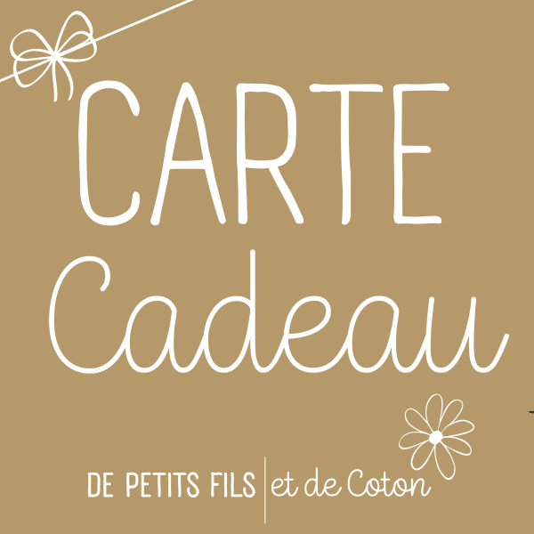 carte cadeau idéale pour une naissance, à offrir à une jeune maman pour s'offrir un cadeau personnalisé, De Petits fils et de Coton