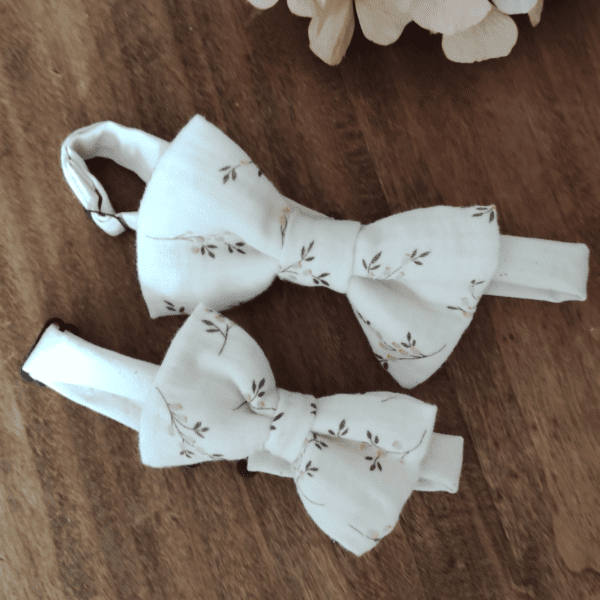 nœud papillon fleuri, taille adulte et enfant, réglable, noué, de petits fils et de coton