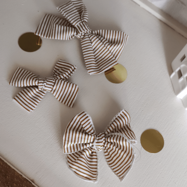 barrette noeud à rayures, pour enfant et adulte, avec attache pince crocodile et bandeau fin extensible
