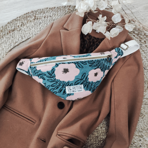 sac banane fleuri collection printemps, pour femme et enfant, tissu jacquard à fleurs, de petits fils et de coton