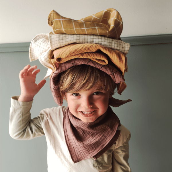 foulard bandana en gaze de coton pour les 0 à 5 ans, rentrée scolaire, de petits fils et de coton
